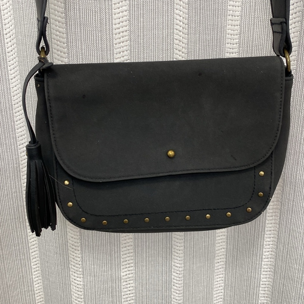 Western Country Style Black w/‎ Bronze Studs Purse Shoulder Bag Adjustable Strap - Picture 3 of 13